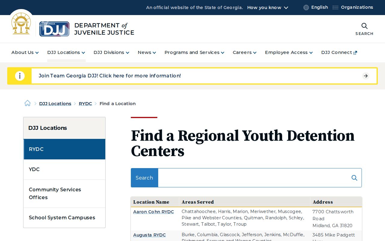 Georgia DJJ Elbert Shaw youth detention records route