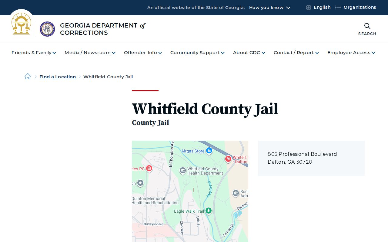 Whitfield County Jail official release contact listing